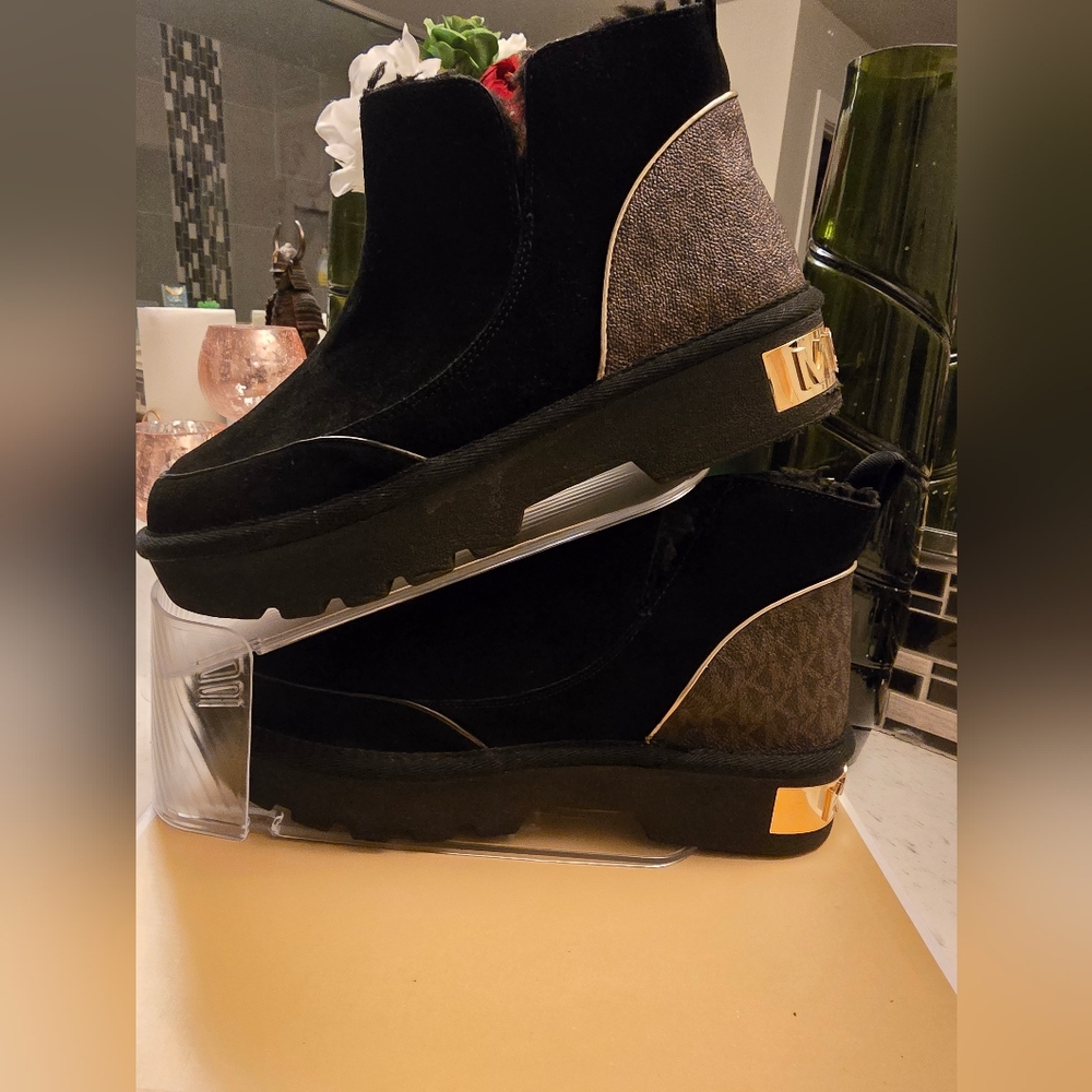 Michael Kors Black and Gold Winter Boots